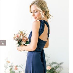 Revelry Devan Convertible Satin Dress - Navy